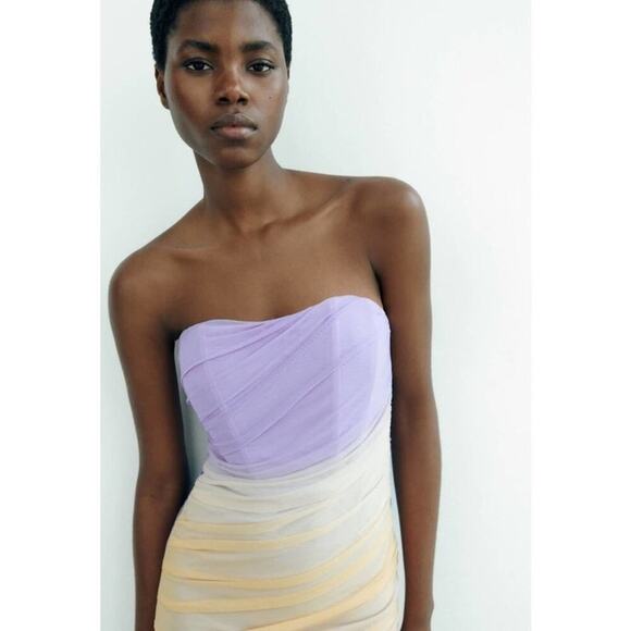 Zara STRAPLESS TULLE DRESS Size Medium - Picture 8 of 15